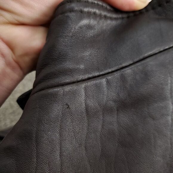 Vintage LIZ CLAIBORNE Lambskin Leather Chocolate Brown Moto  Zip Vest - Picture 10 of 11